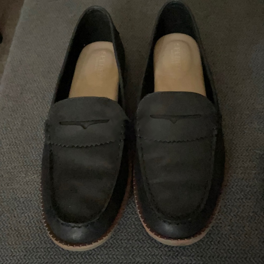 Black Sperry Penny Loafers